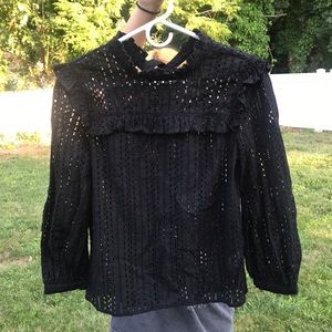 Madewell NWT black eyelet top